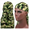 9 Färger Unisex Mäns Durags Bandana Turban Hat Camouflage Tryckt Long-tailed Pirate Cap Headwear Hair Tillbehör