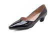 ホットセール-2019 春と秋の新しいスタイルのミドルヒールの粗いヒールの尖った端の女性の靴 @219