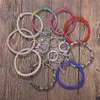 9 color Silicone Diamond bracelet Women Wrist key ring Wristband Chains Circle Wristlet Car keychain Wrist Strap Jewelry