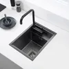 Hidden Black Kitchen Sink Single Bowl Bar Small Size Rostfritt stål balkong dolda305V