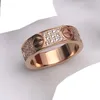 LR005 디자인 세 줄 다이아몬드 316L 스테인레스 스틸 연인의 반지 스터드 결혼 반지 골드 / 여성 남성 커플 도매 금 /은 장미