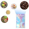 Aluminum Pouch Plastic Packaging Bags Holographic Zipper Resealable Storage Bag with Hanging Hole for Food Snack
