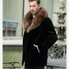 エレガントな2018ビジネスソリッドベテントメンズ冬のフェイクの毛皮オーバーコートオフィス長いプラスサイズの大きな毛皮の襟コート