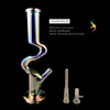 Popular Rainbow and Glow In Dark Green Bongs Water pipe with 1 Piece Downstem and 1 Piece Glass Bowl Free Shipping