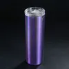 20oz Stainless Steel Skinny Tumbler with Lid Vacuum Insulated Straight Cup Beer Coffee Water Rainbow Skinny Cup HHA826