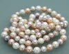 Feine Perlen Schmuck lange 25 "8-9mm echte natürliche weiße rosa lila Akoya-Zuchtperlen-Halskette