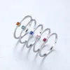 Genuine 925 Silver Green Wedding Rings for Women Minimalist Thin Circle Rings Jewelry Carving S925