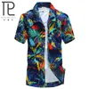 Mens Hawaiian Shirt Mannelijke Casual Camisa Masculina Gedrukt Strand Shirts Korte Mouw Merk Kleding Aziatische Maat 5XL C18122701