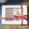 Porte-gâteaux 12 tasses, boîte à cupcakes avec fenêtre, boîtes en papier Kraft blanc marron, boîte à Mousse à Dessert, emballage cadeau de fête de noël