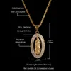 Mode-goud roestvrij staal iced uit strass maagd Mary ovale hanger ketting ketting voor mannen vrouwen hip hop religieuze sieraden geschenken