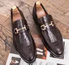 Chaussures habillées à bout pointu pour hommes, mocassins de luxe en cuir à imprimé Floral, chaussures plates pour bureau et fête, W95