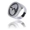 Heren Gebroken Hart Ring Zilver Zwart Twee Tone Zirconia Micro Pave Diamonds Hip Hop Ring met geschenkdoos size7-11294F