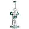 hookah 11.3 Inch tall Purple Dark-green Straight Type Recyler Glass Water Bongs 14mm Female Banger Smoking Hookahs In Stock