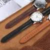 Banda de relógio de couro de couro genuíno com fivela de fivela de prata 18mm 22mm3350770