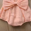 女の赤ちゃん服ビッグ弓幼児ロンパー刺繍ニット幼児ガールジャンプスーツ新生児カラークライミング服4デザインBT4557