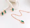 green crystal drop earrings