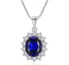 2018 Ny S925 Ren Silver Halsband Kashmir Velvet Blå Hängsmycke Prinsessan Diana Gem Halsband 925 Sterling Silver Pendant för kvinna