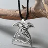 A24 Vintage nordischer Wikinger-Mythologie-Schmuck Odins Raben-Anhänger Doppelvogel-Halskette Valknut heidnischer Talisman Schmuck236i