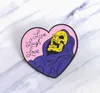 Pink Heart Skull Pins Skeleton Broscher Enamel Pins Badges Lapel Pins Skelett Smycken Punk Smycken GD171