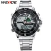 WEIDE affichage numérique hommes heures de Sport de luxe affaires militaire bracelet en acier inoxydable montre-bracelet à Quartz horloge Relogio Masculino241M
