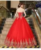 2019 Mode Rouge Appliques Dentelle Robe De Bal Quinceanera Robes À Lacets Plus La Taille Douce 16 Robes Débutante 15 Ans Robe De Soirée Formelle BQ159