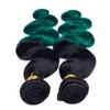 # 1B / Vert Ombre Péruvien Bundles de Cheveux Humains Vague de Corps Extensions de Tissage de Cheveux Vierges Ombre Vert Foncé Bundles de Cheveux Humains Double Trames 4Pcs