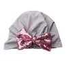 Baby Sequins Bow Turban Girls Girls India Hats Pleuche завязанные твердые черепные колпачки с твердым черепом Новорожденный шляп малыш зимняя фаната младенческая мода аксессуары E6744