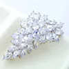 Fashion Jewelry Crystal Brooches White-Gold Color Clear CZ Stone Charm Big Brooches for Women Bridal Wedding Gifts New Arrival LUOTEEMI