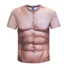 Herren 3D-Muskel-T-Shirt Po-Parodie realistischer Digitaldruck elastisches Fitness-T-Shirt Kreativer Sommer Kurzarm293K
