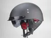 TKOSM Motorradhelm Cascos Para Moto Open Halbgesicht Casco Moto Vintage Jet Capacetes de Motociclista mit Doppellinse