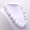 Cute baby kids chunky beaded necklace handmade white rhinestone acrylic beads necklace for girl child jewelry party gift