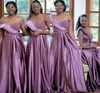 2020 vestidos de dama de honor africanos largos con abertura lateral un hombro con cuentas con cordones en la espalda una línea de vestidos de invitados de boda de campo