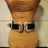 Cinture in pelle con fibbia ad ardiglione in metallo con cinturino vintage femminile di nuova moda per le donne Designer elastico Sexy con cinturini larghi in vita C19021601