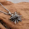 Silver Rostfritt stål Mens Witcher Wolf Charms Pendant Halsband Rolo Kedja 3mm 24 '' Biker Smycken Xmas Presenter