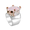 Mode-grote rechthoek roze zirconia ring zilverkleurige sieraden mooie grote ringen voor vrouwen laatste mode