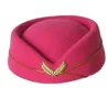 Mode-Femmes Lady Laine Fedora Chapeaux Hôtesse De L'air Chapeau Costume Etiquette Cap Chapeaux Pour Femmes Bleu Violet