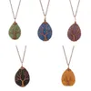 5 Colors Natural Volcanic Stone Water Drops Necklaces Winding Life Tree Pendant Necklace Women Fashion Jewelry Christmas Gift