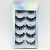 5 pares múltipla 5D cabelo macio Mink pestanas falsas Handmade Fios Fluffy longos cílios Natural Eye Makeup Faux Eye Lashes