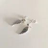 Nieuwe authentieke 925 sterling zilveren vleugels hanger oorbellen set originele doos voor Pandora CZ diamant veer stud oorbel voor vrouwen