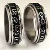 20st Retro snidade buddhistiska skrifter The Six Words Mantra Spin rostfritt stål spinner ring män kvinnor unika lyckliga smycken b221w