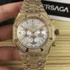 2019 üst satmak adam kuvars izle 42mm altın paslanmaz çelik kristal erkek kol saati elmas erkek iş spor saatler