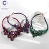 Moda-Nueva Moda Cuerda de cuero hecha a mano Gema Piedra Cristal Declaración Gargantilla Collar Mujeres Collares Colgantes joyería bijoux