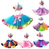 Neues Kind Baby Mädchen Regenbogen Tutu Rock Einhorn Stirnband 2 Stücke Foto Prop Kostüm Outfits Party zeigt Rock 1-8T B11