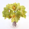 2 pezzi per lotto vero tocco orchidea cymbidium fiore artificiale 4 teste tavola di casa decorazione di nozze fiori finti europei