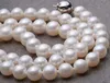 Geschenk Schmuck 17 Zoll 10.5-11MM natürliches weißes Meer kultiviert Runde Perlenkette Frauen große Silber