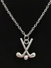 Hot 5pcs / lot antikvitet silver jag älskar hockey hängen halsband charm mode kvinnor smycken semester charm smycken gåva - 107