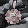 Bijoux Hip Hop pour hommes et femmes, plaqué or, pendentif fleur de soleil rotatif, collier, joli cadeau pour ami, bijoux Punk