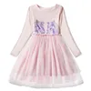 Abito tutù in tulle per bambina 27T Gonna a maniche lunghe stampata unicorno per bambini Designer Primavera Abiti invernali per bambini6933271