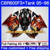 + Tank für HONDA CBR600FS CBR600RR CBR600 F3 1995 1996 Karosserie 289HM.68 CBR 600 F3 FS CBR 600F3 95 96 CBR600F3 Lager Blaue Flammen 95 96 Verkleidung