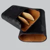 Hot sell fashion style black color leather outdoor traval practical cigar humidor case with gift box